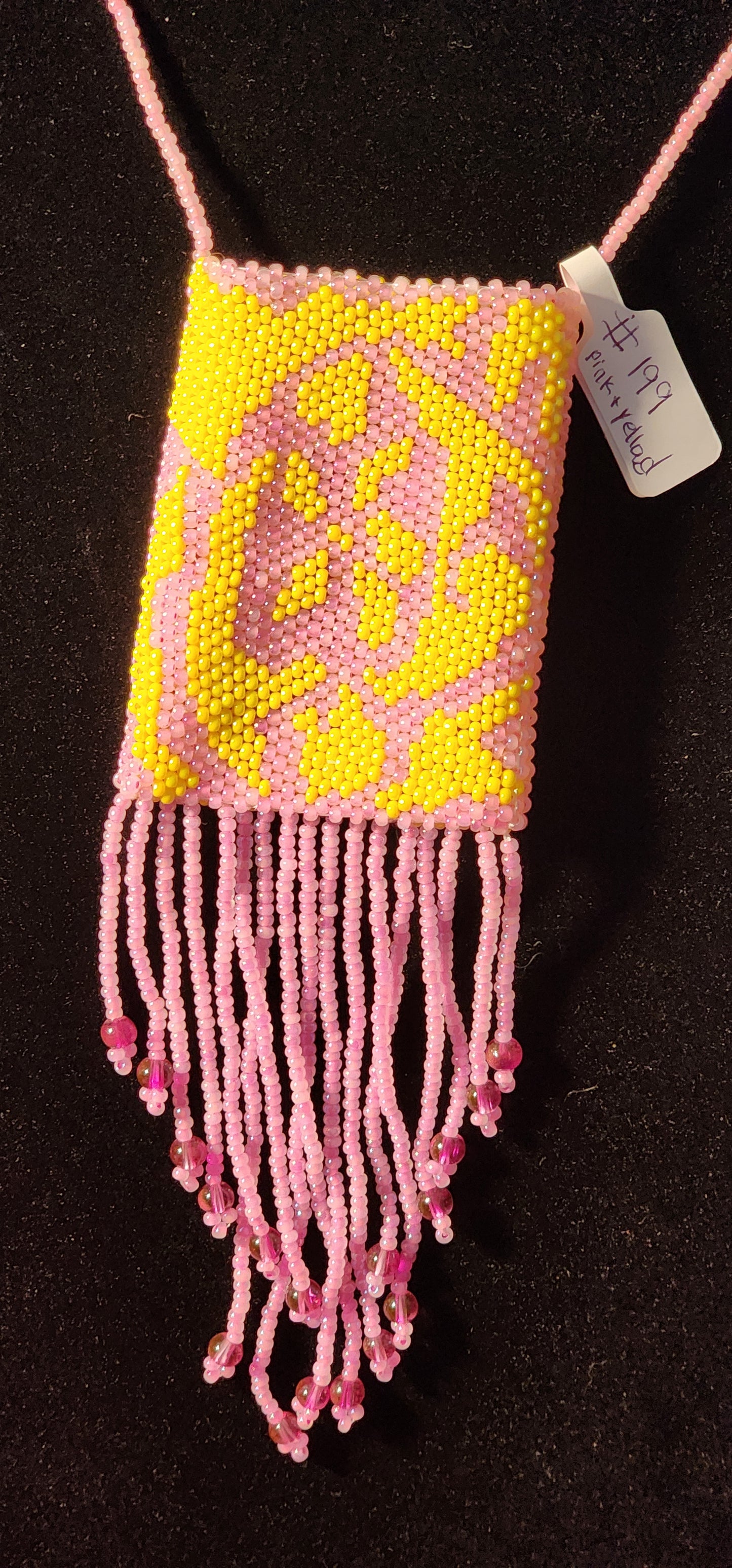 Handmade Beaded Pouch Necklaces – #199 - Hawaiian Abstract