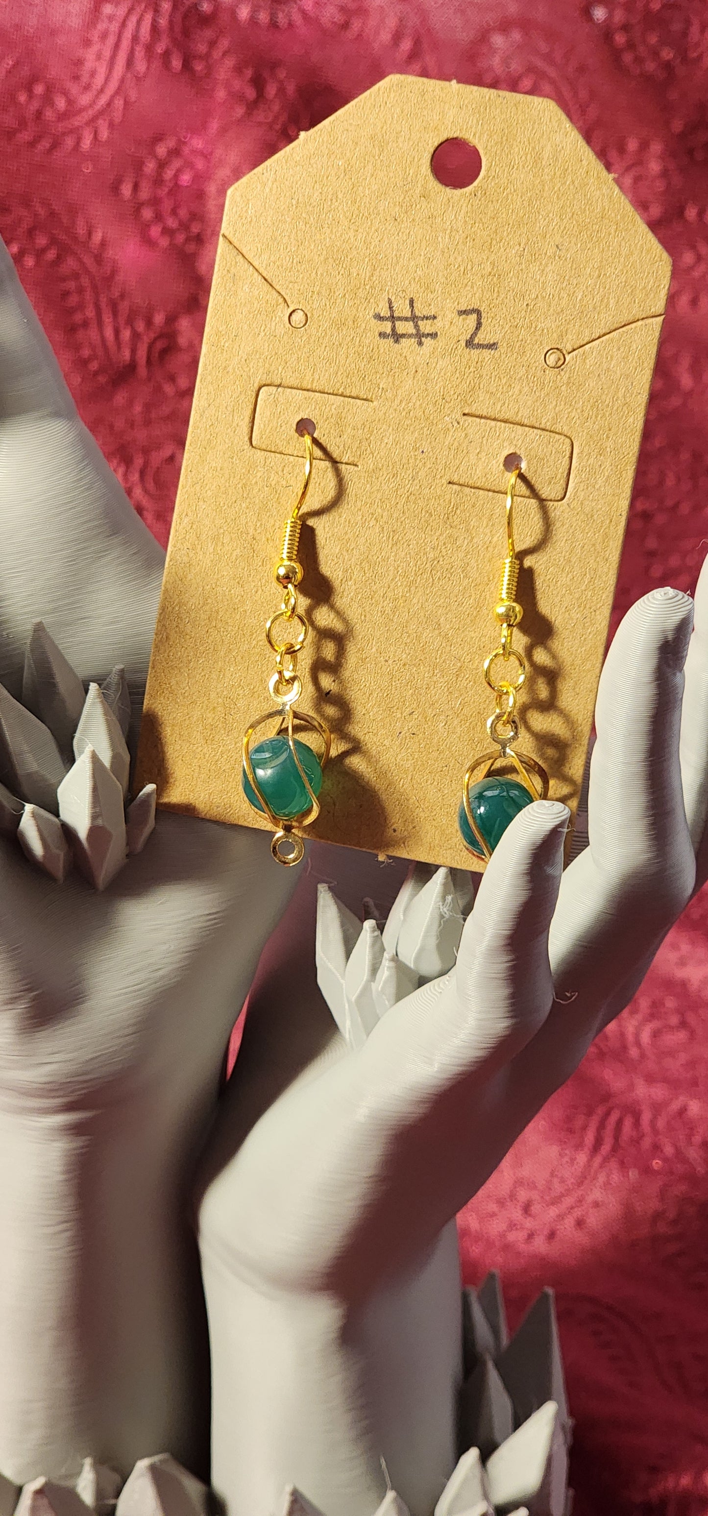 Glass Beaded Earrings - #2 - Emerald Green