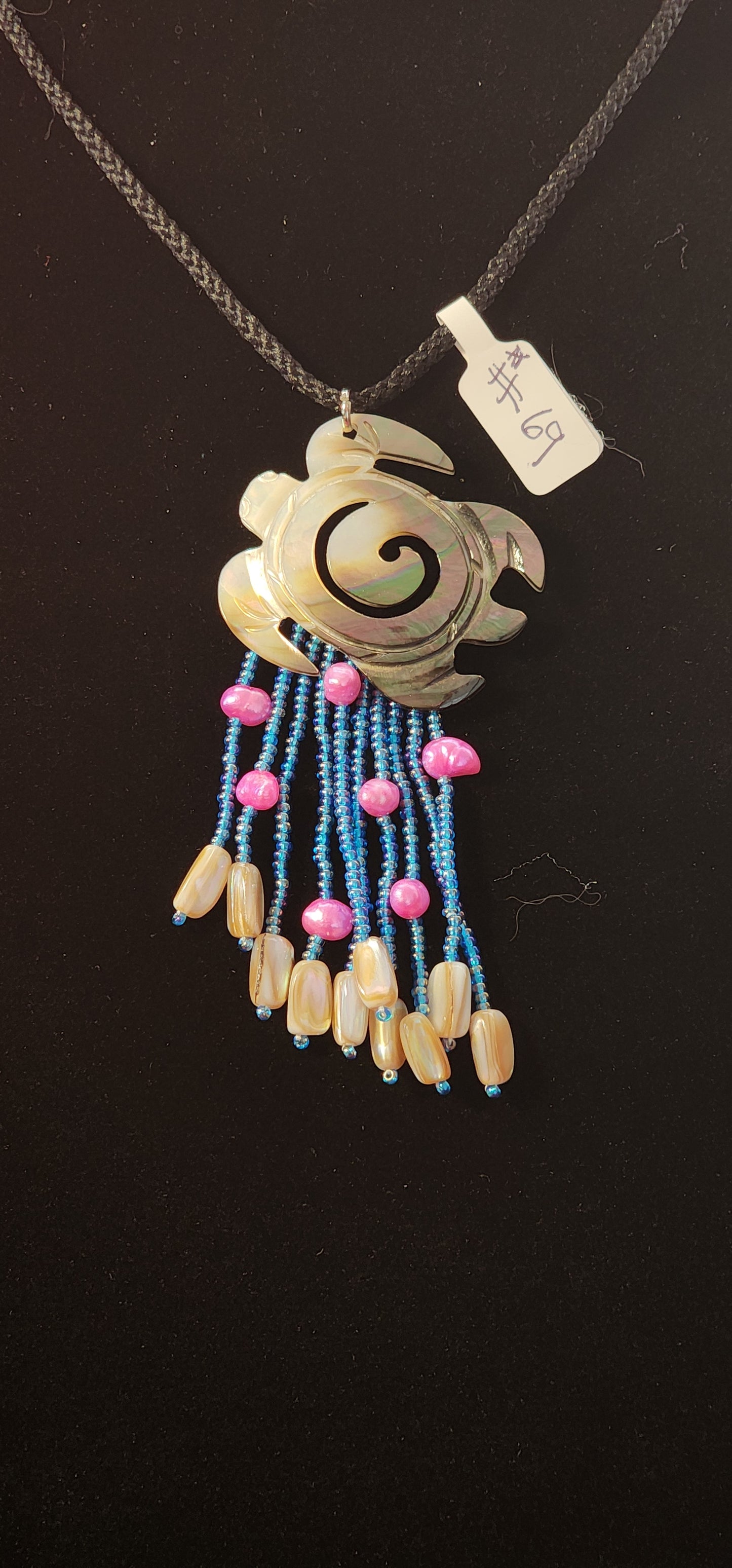 Handmade Beaded Necklace - #69 - Abalone Turtle