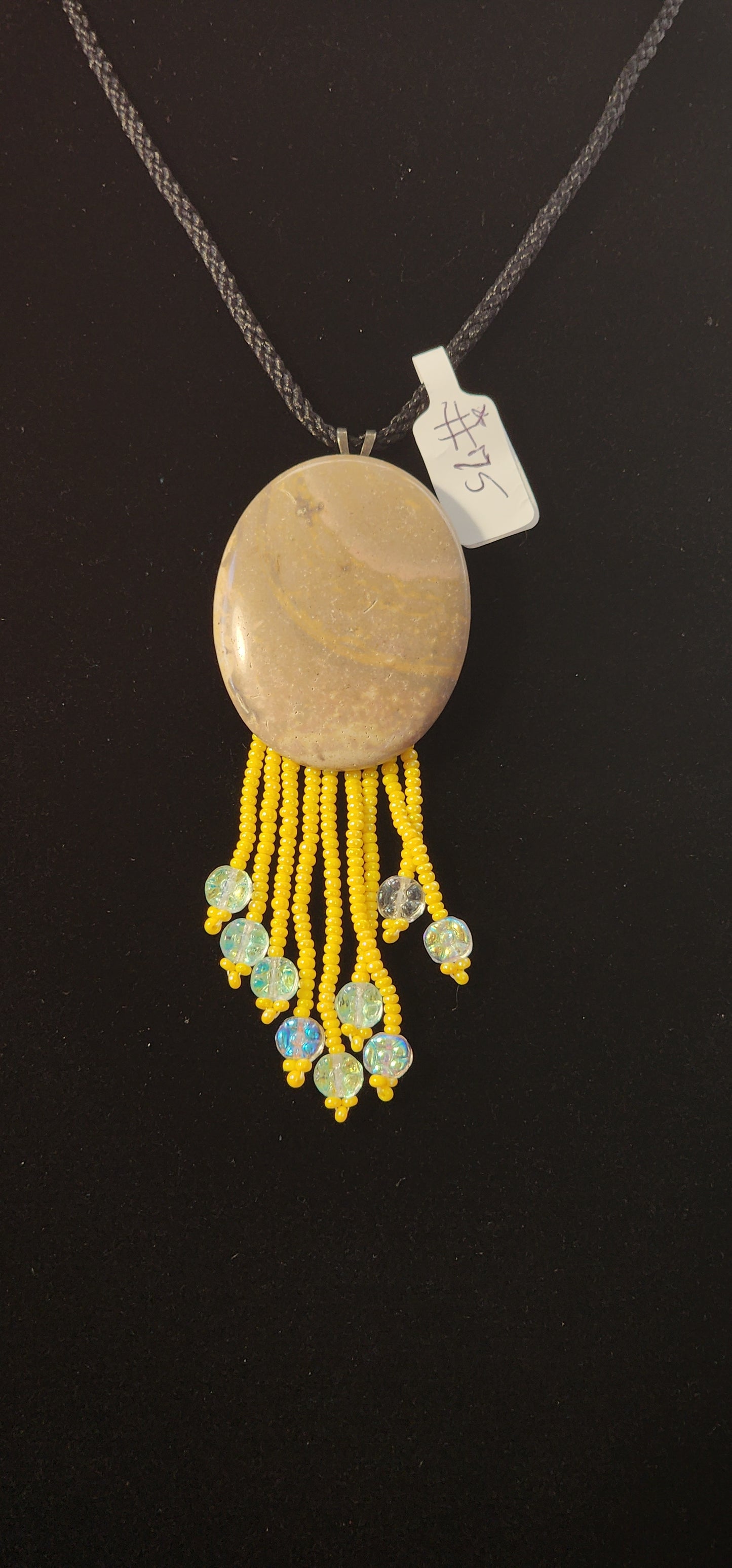 Handmade Beaded Necklace - #75- Tan Agate