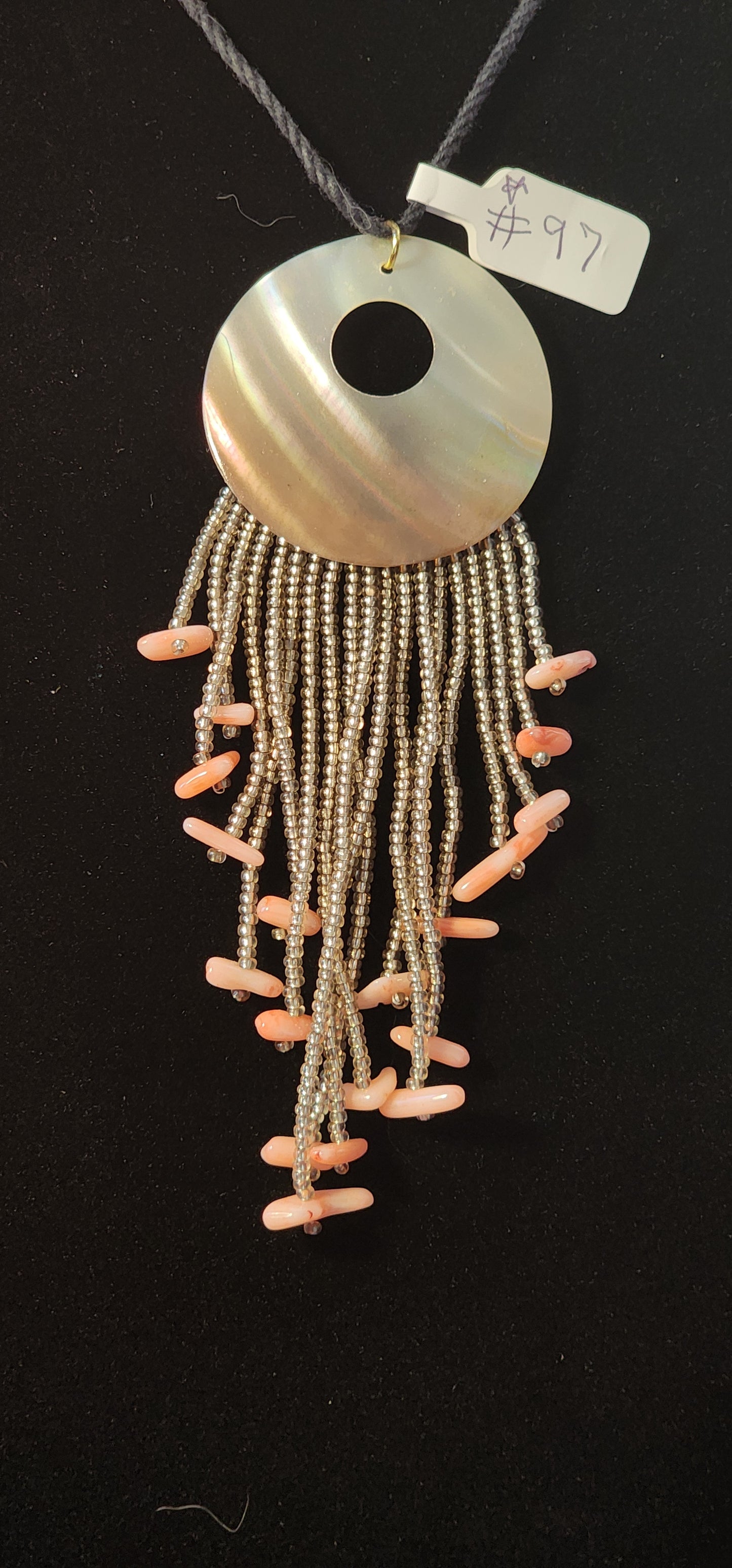 Handmade Beaded Necklace - #97 - Silver Abalone