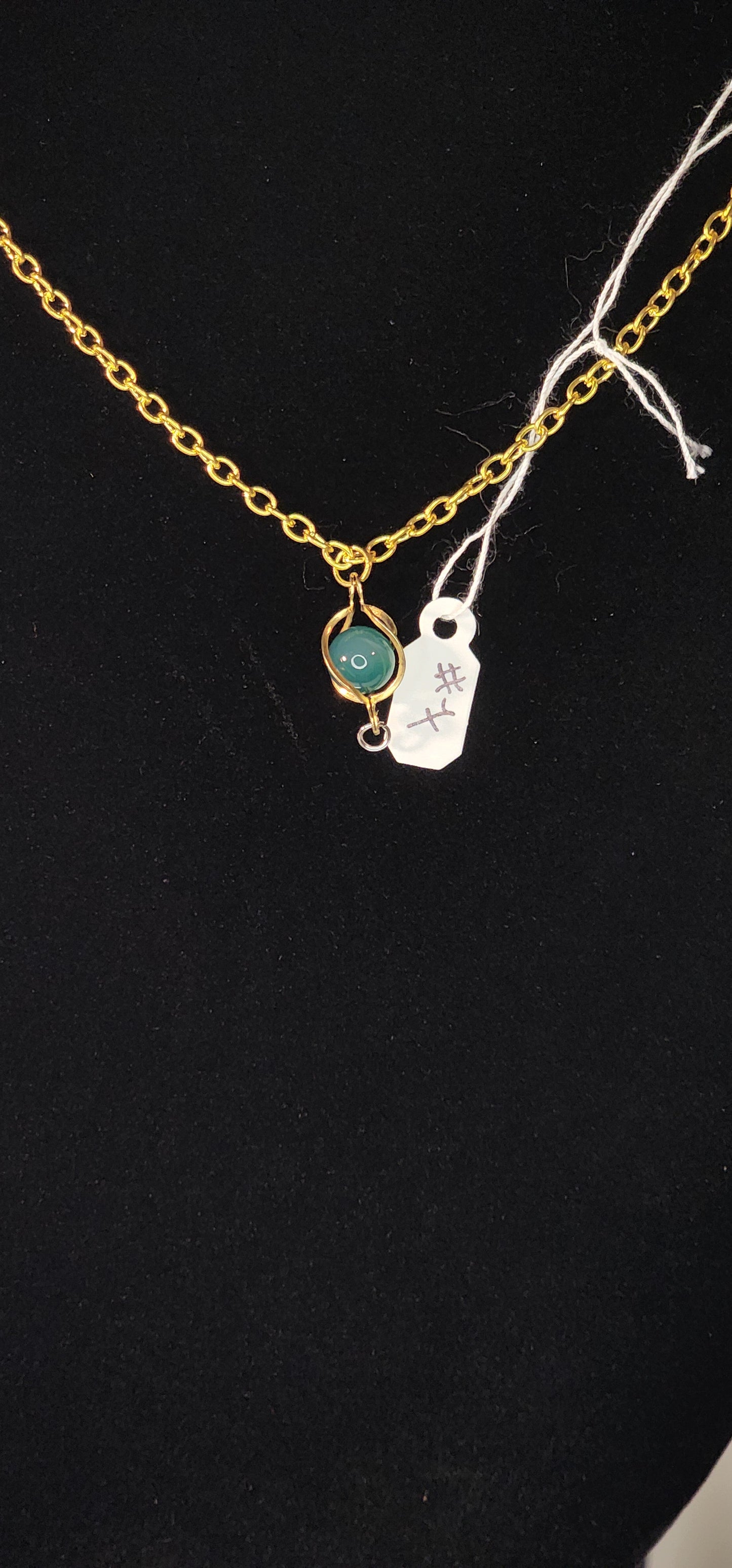 Glass Bead Necklace - #7 - Teal