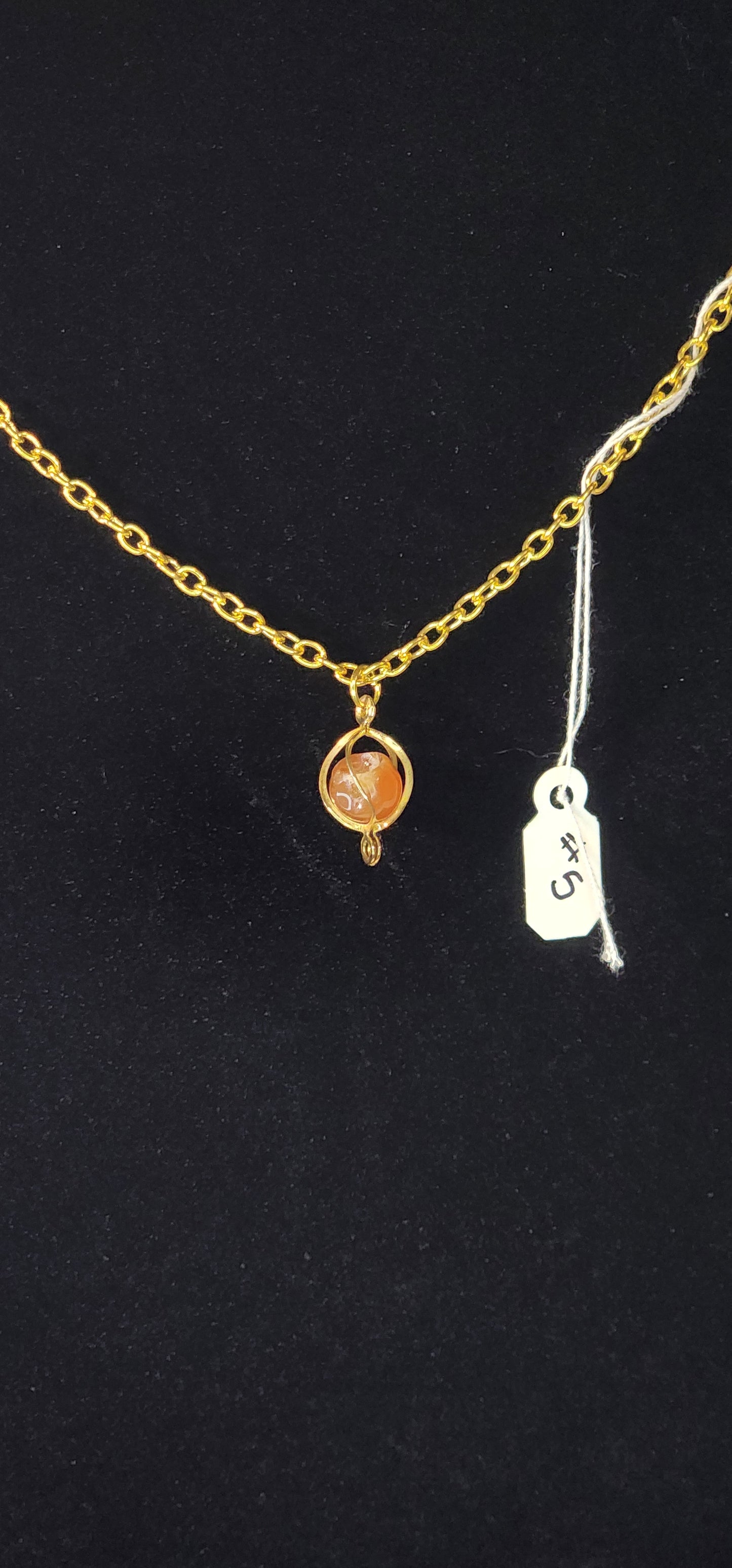Glass Bead Necklace - #5 - Amber