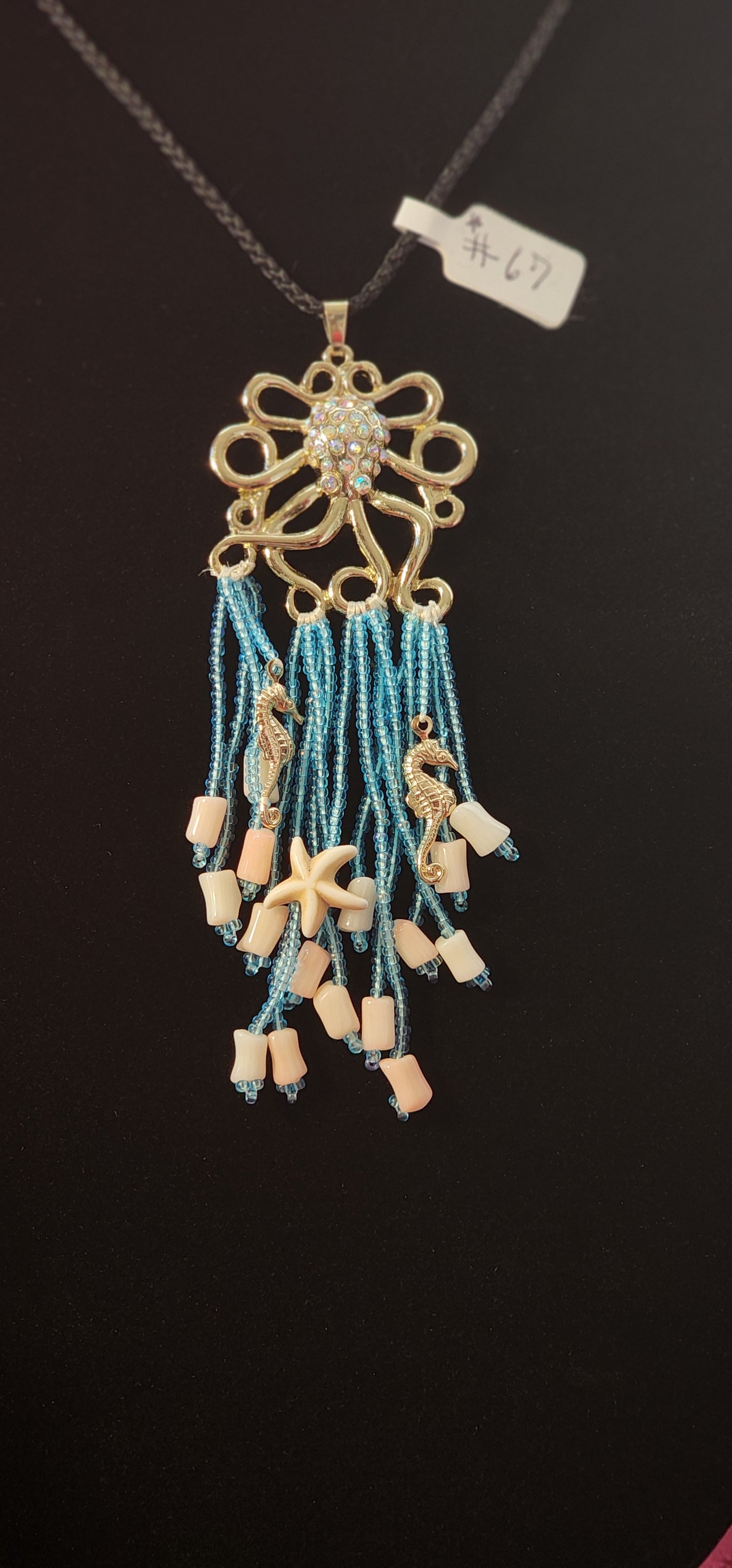 Handmade Beaded Necklace - #67- Bejeweled Octopus