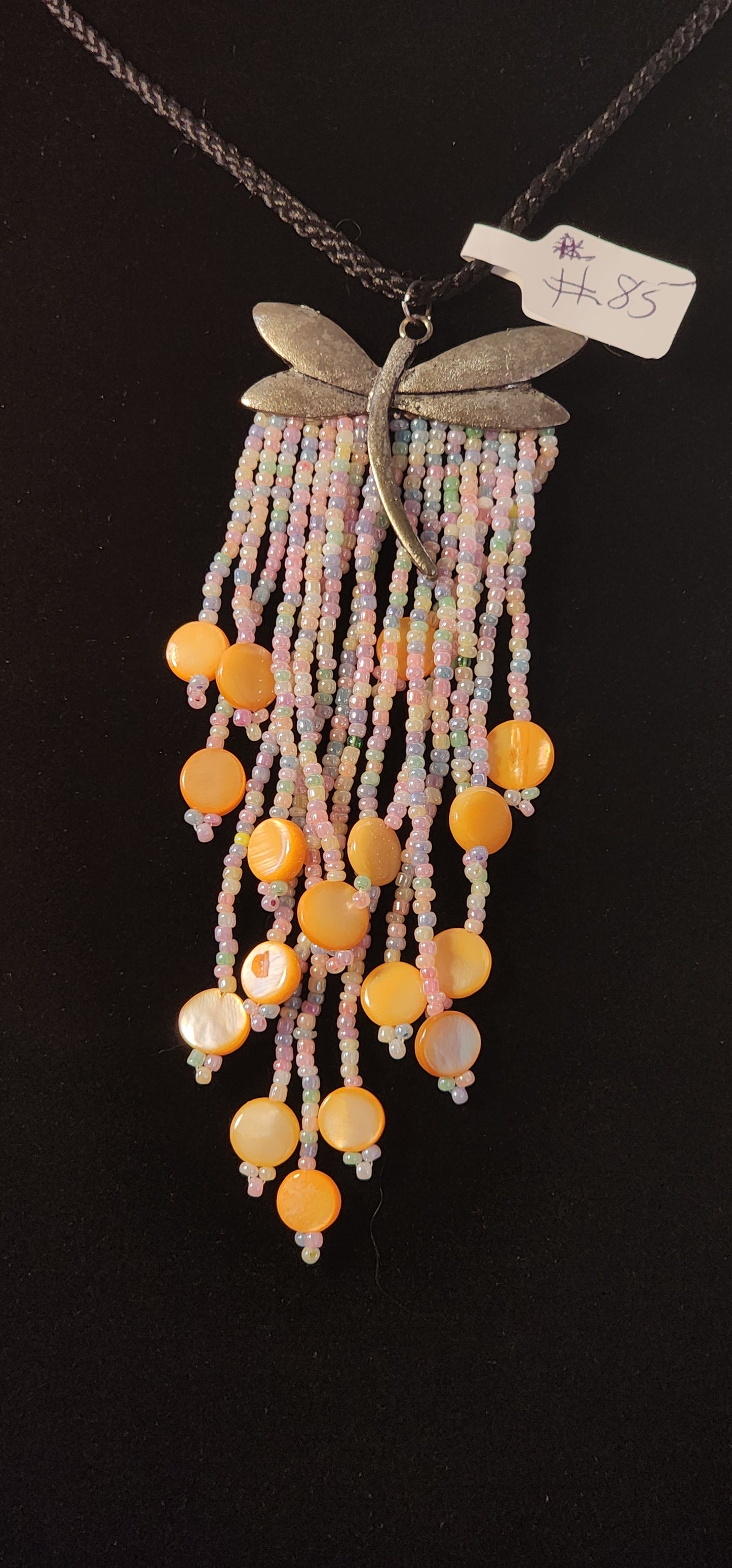 Handmade Beaded Necklace - #85 - Rainbow Dragonfly