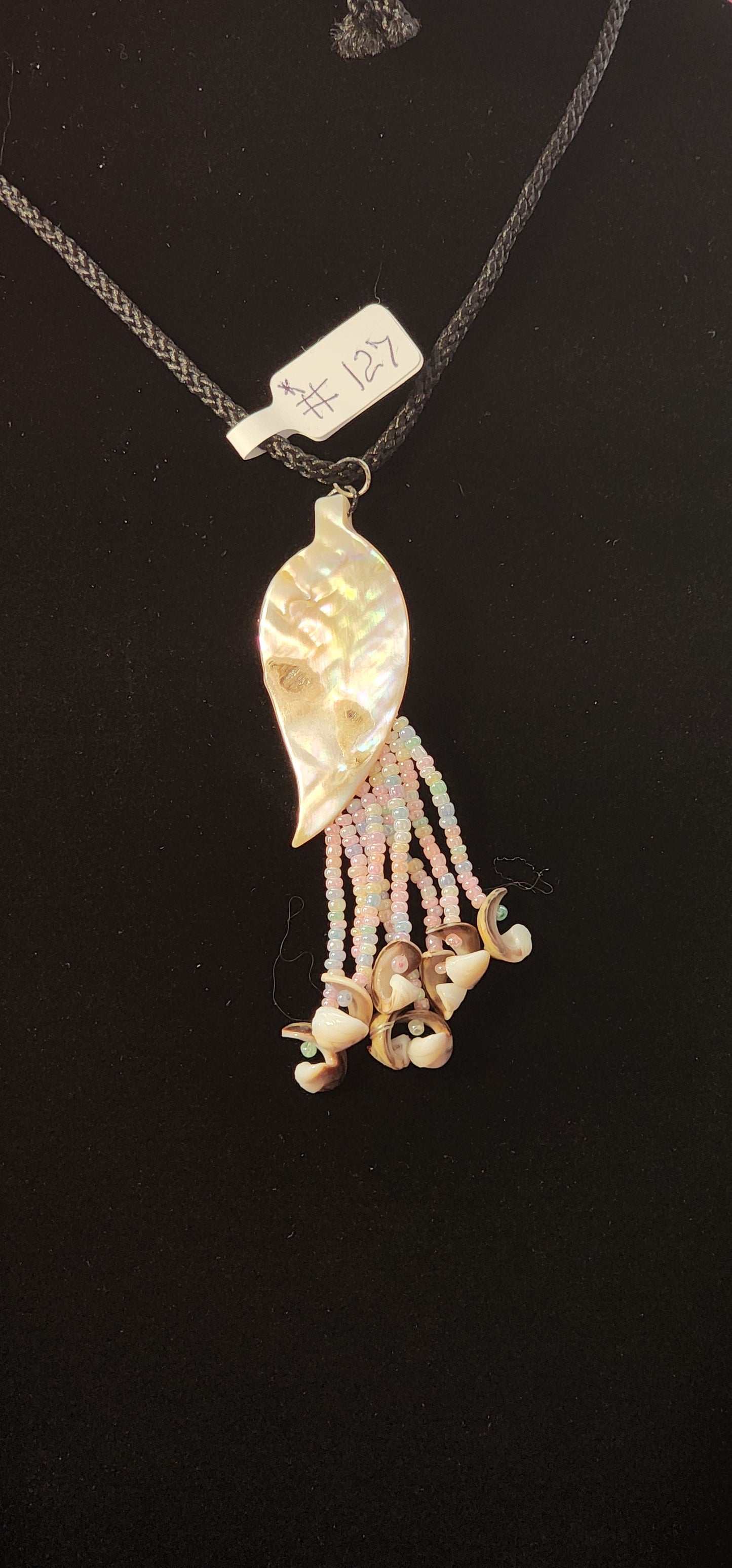 Handmade Beaded Necklace - #127 - Firey Feather