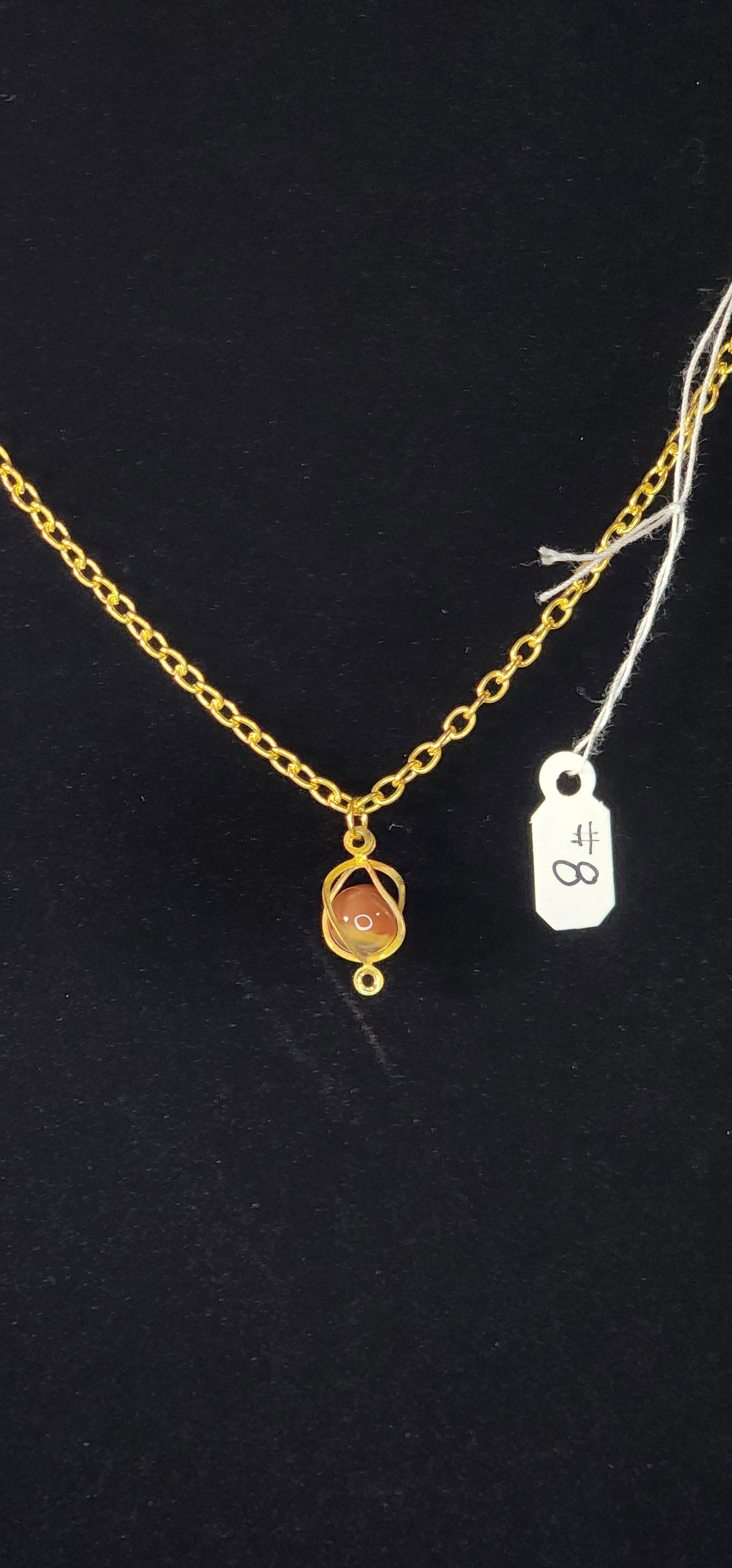 Glass Bead Necklace - #8 - Amber