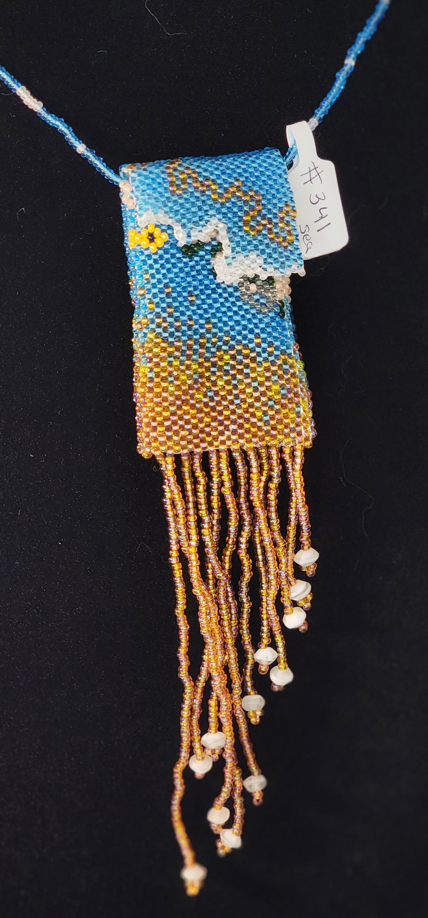 Handmade Beaded Pouch Necklaces – #341 - Hidden Sea