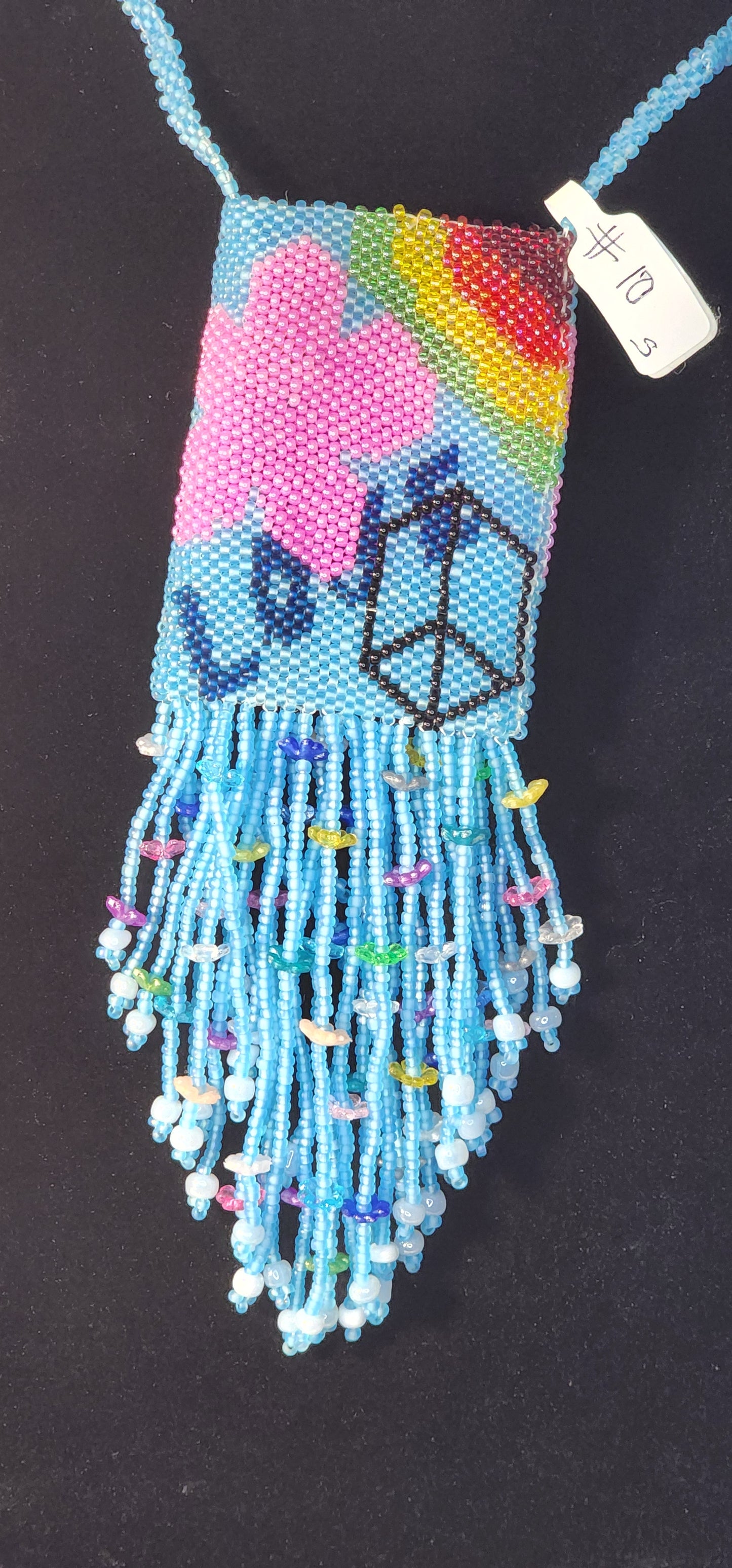 Handmade Beaded Pouch Necklaces – #10 - Love Rainbows