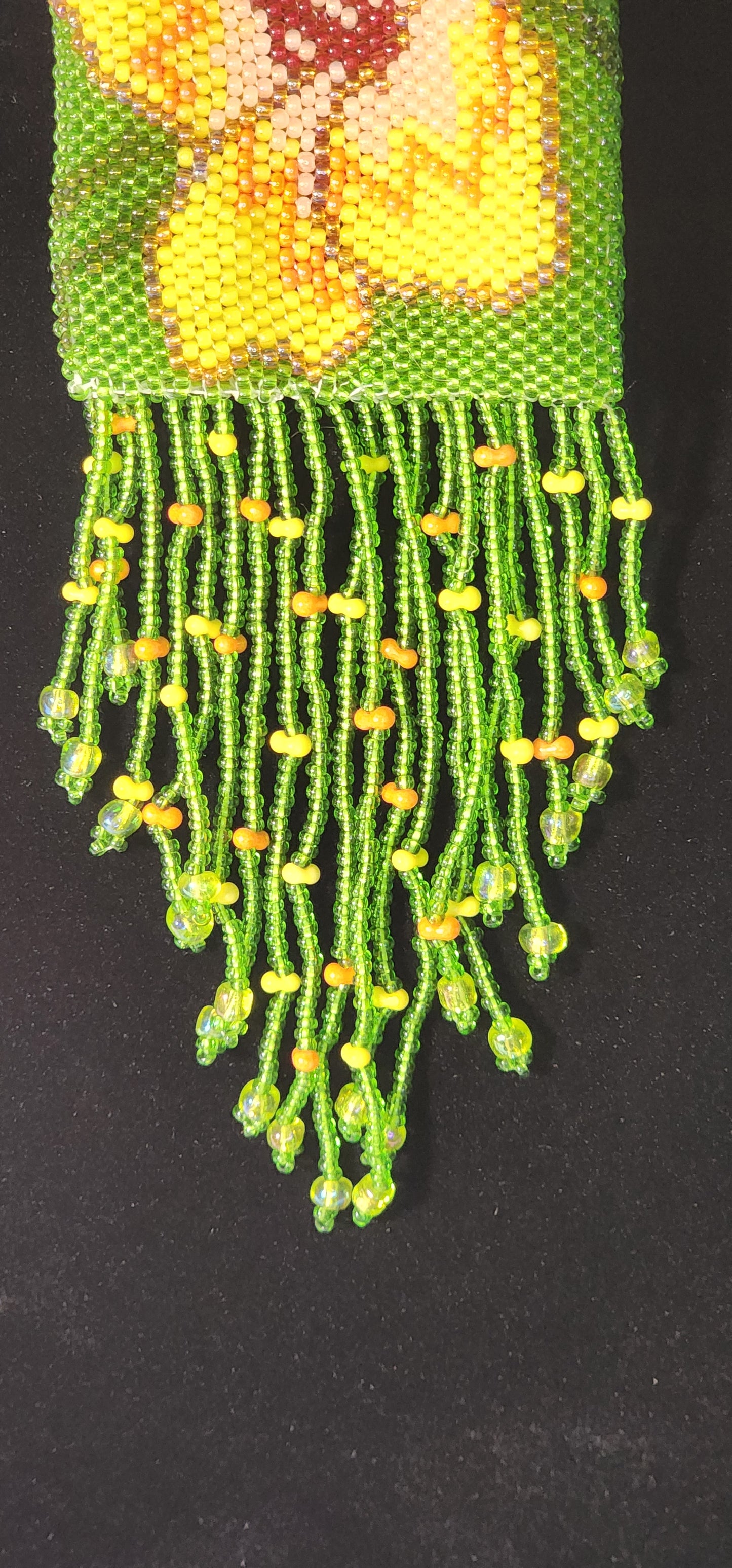 Handmade Beaded Pouch Necklaces – #151 - Tropical Flower