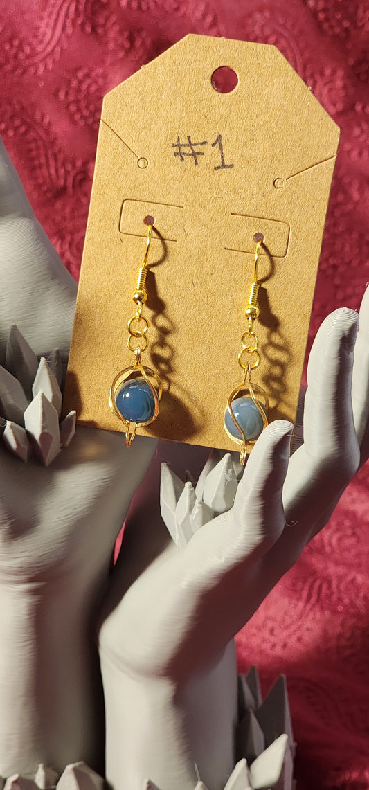 Glass Beaded Earrings - #1 - Gray & Silver