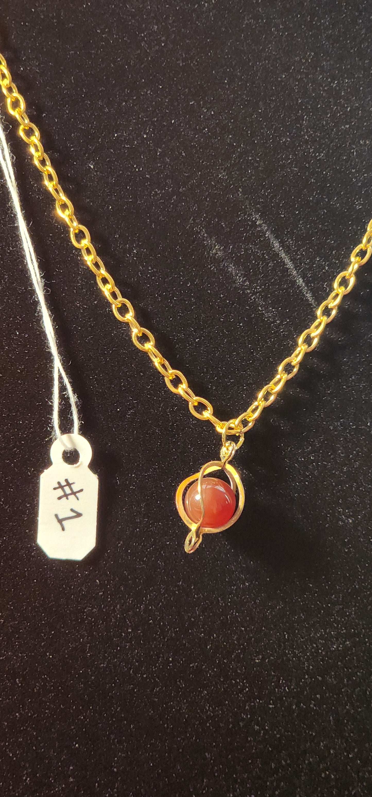 Glass Bead Necklace - #1 - Burnt Orange