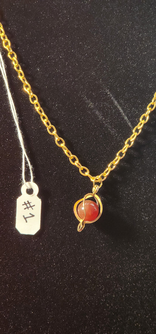 Glass Bead Necklace - #1 - Burnt Orange