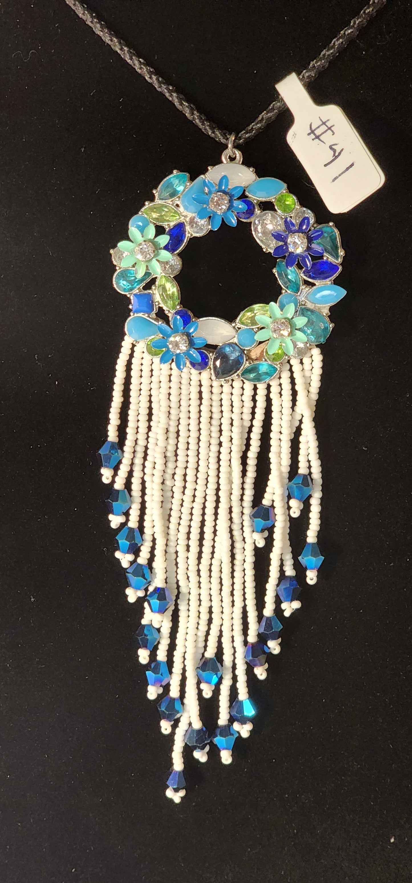 Handmade Beaded Necklaces – #41 - Blue Flowers
