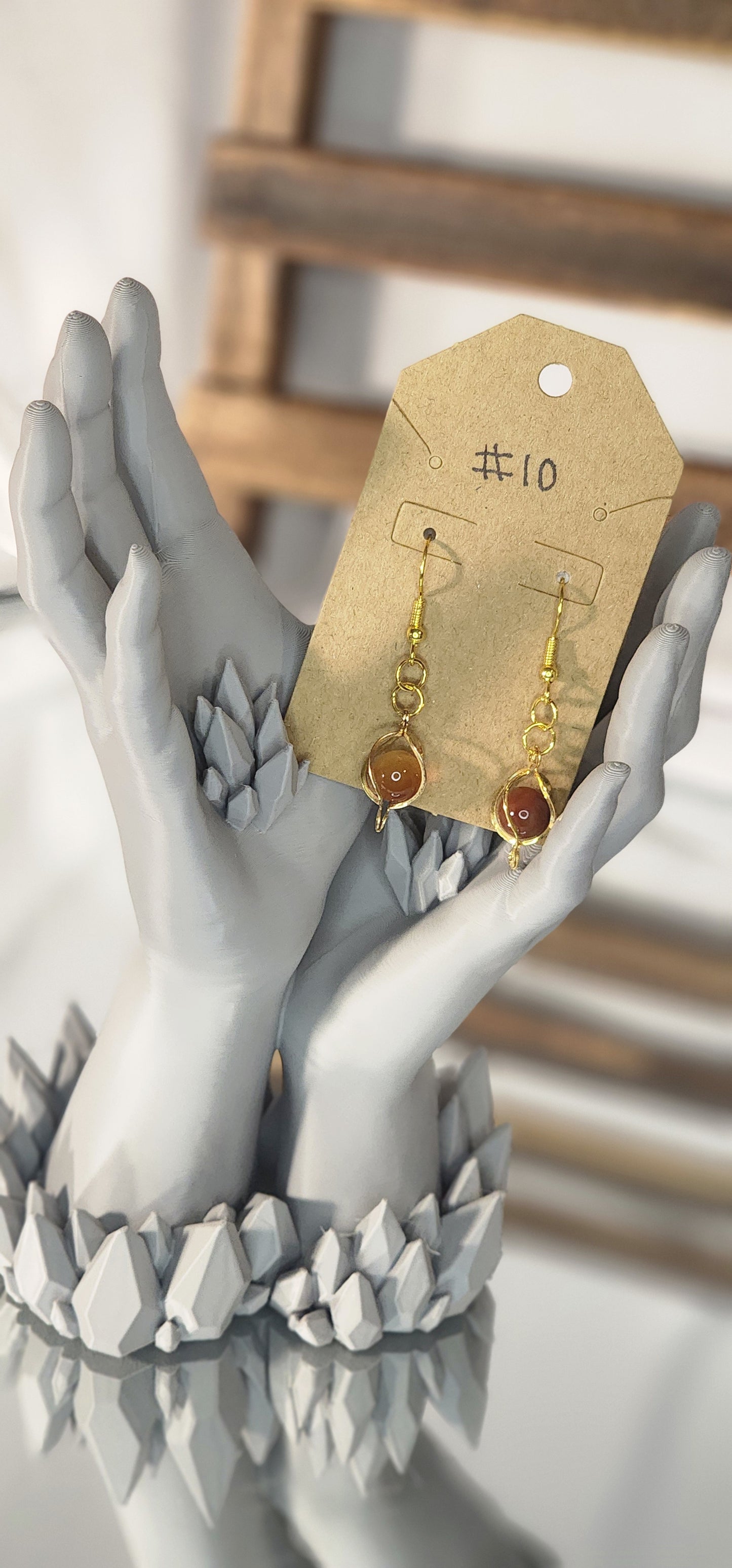 Glass Beaded Earrings - #10 - Amber