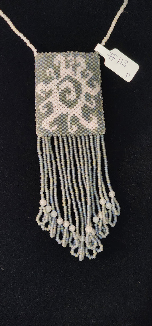 Handmade Beaded Pouch Necklaces – #113 - Sun Spiral