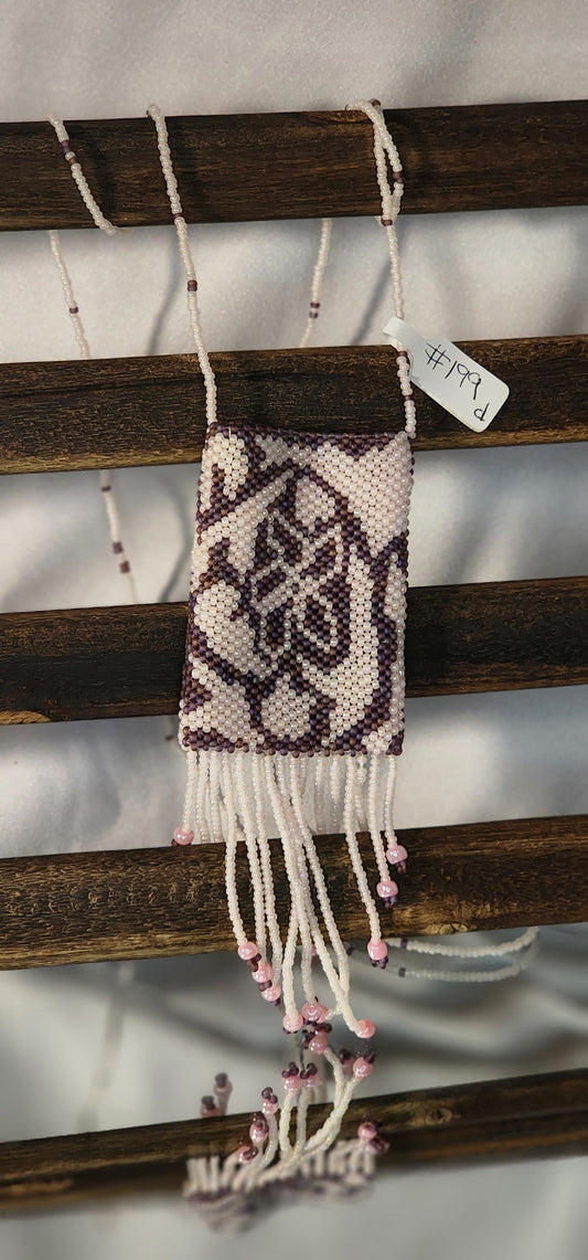 Handmade Beaded Pouch Necklaces – #199 - Hawaii Abstract