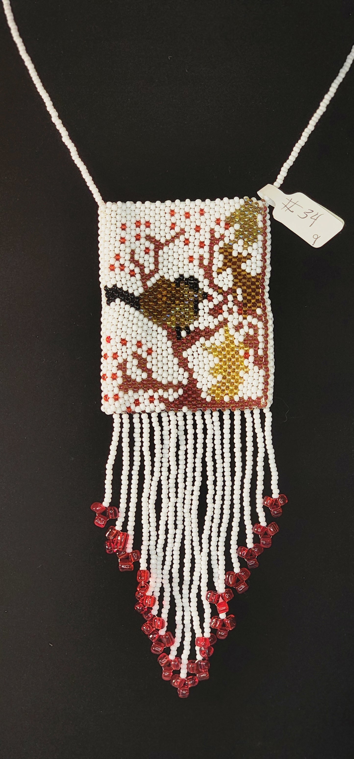 Handmade Beaded Pouch Necklaces – #34 - Fall Chickadee