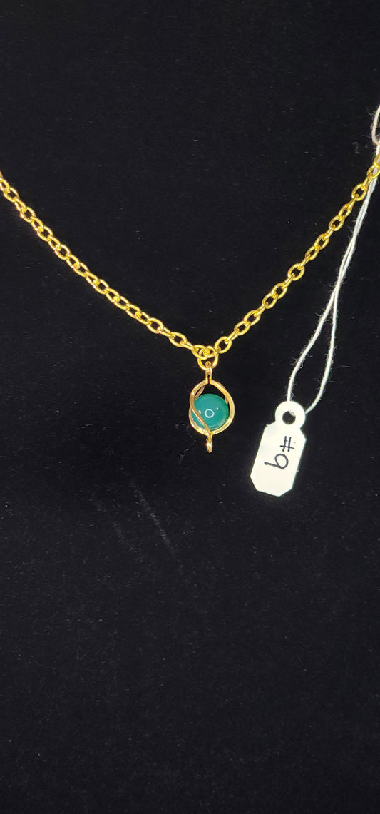 Glass Bead Necklace - #9 - Teal