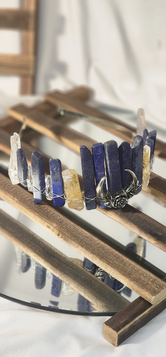 Lapis, Citrine & Quarts Crystal Crown