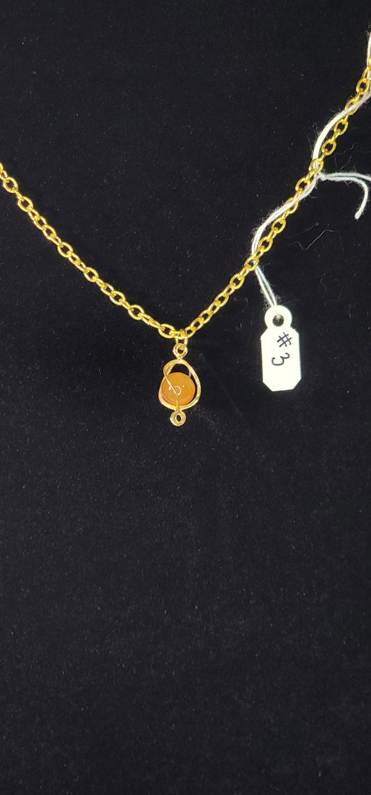 Glass Bead Necklace - #3 - Orange