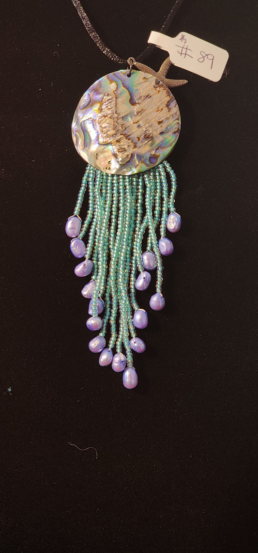Handmade Beaded Necklace - #89 - Rainbow Abalone