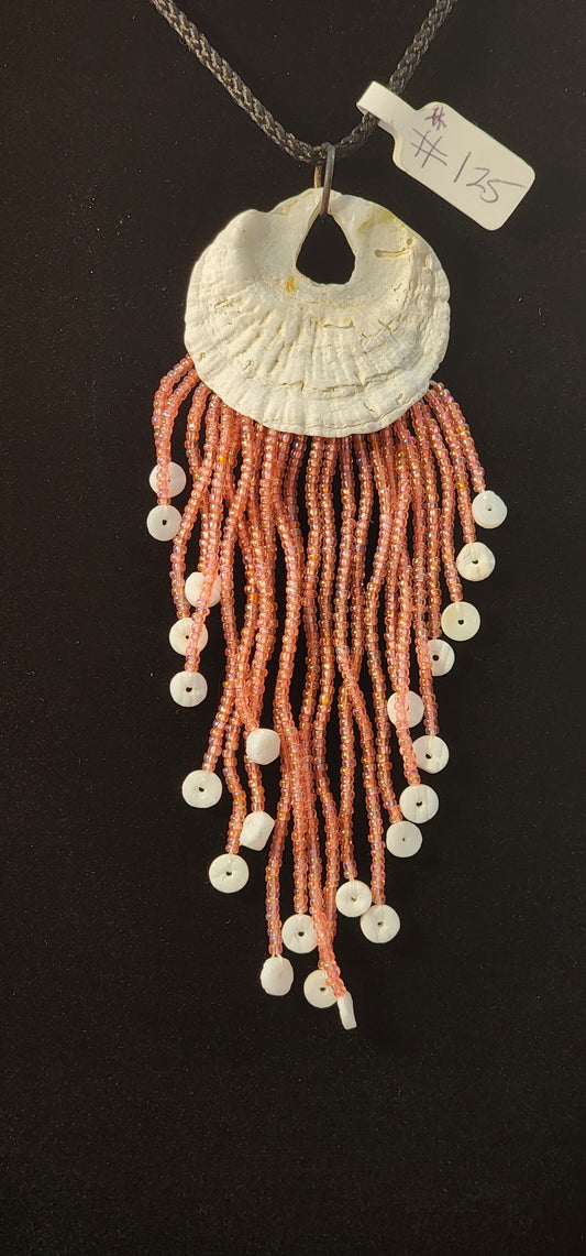 Handmade Beaded Necklace - #125- Pink Shell