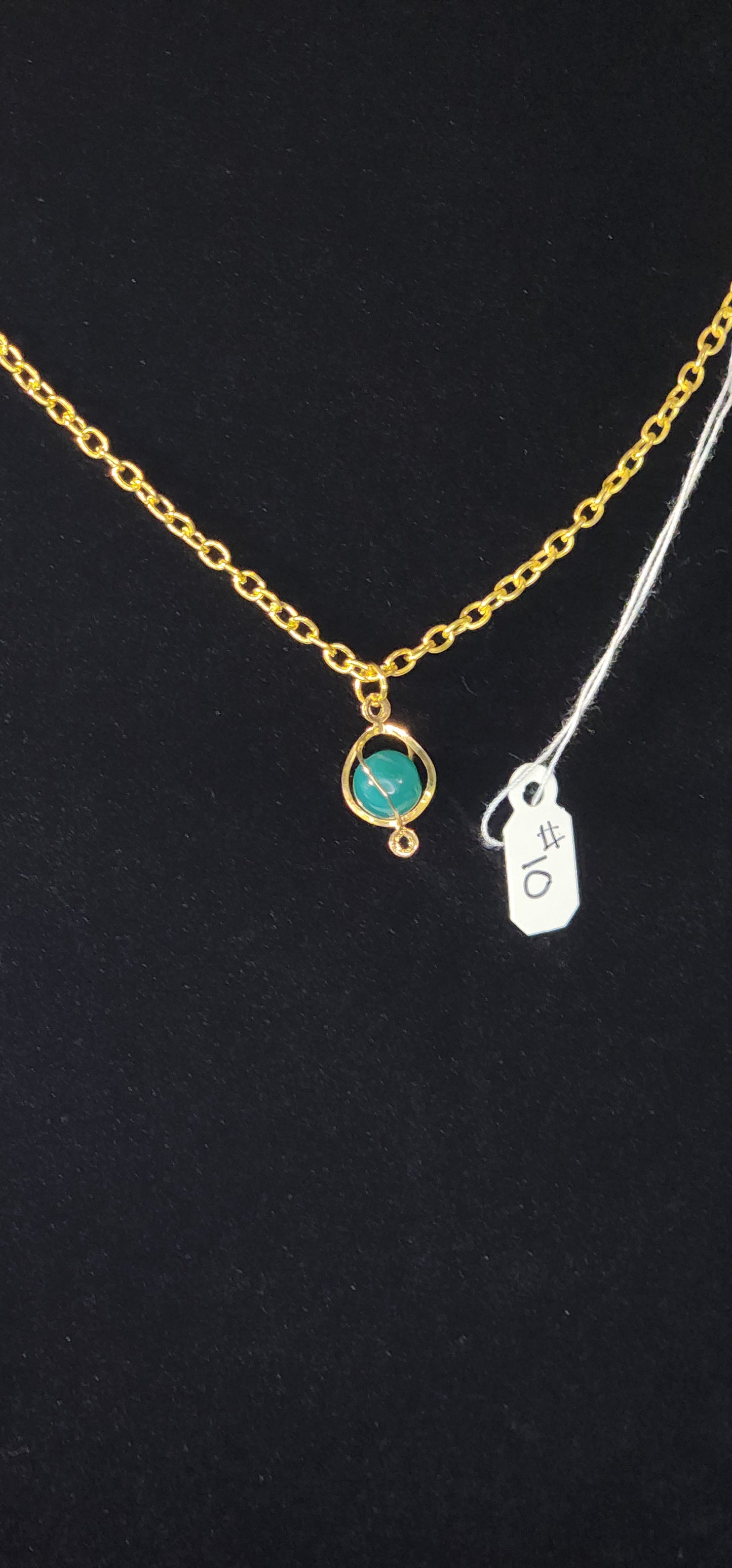 Glass Bead Necklace - #10 - Teal
