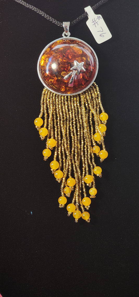 Handmade Beaded Necklace - #76 - Amber Star