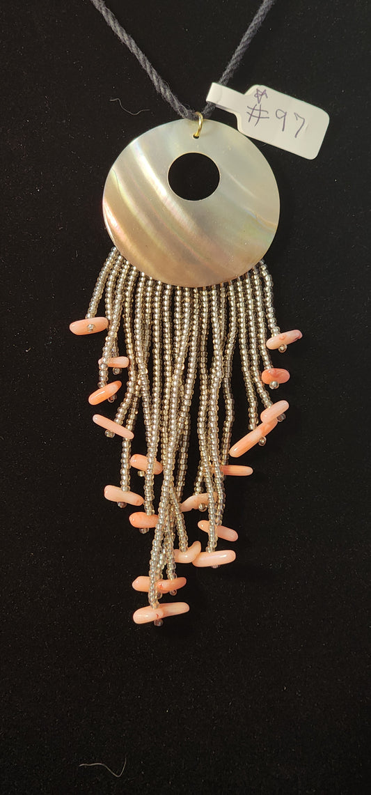 Handmade Beaded Necklace - #97 - Silver Abalone