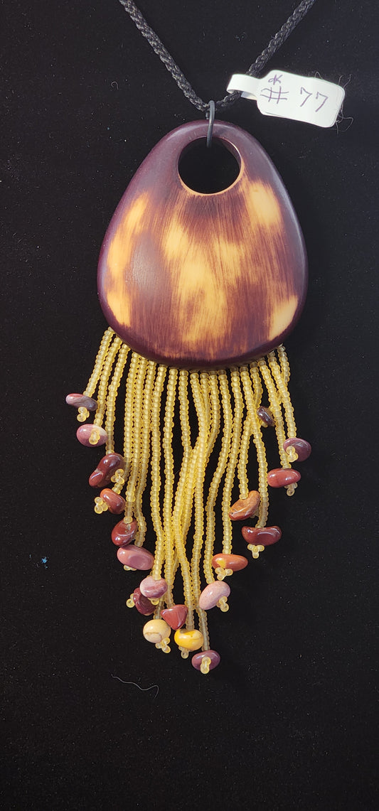 Handmade Beaded Necklace - #77 - Fake Wood