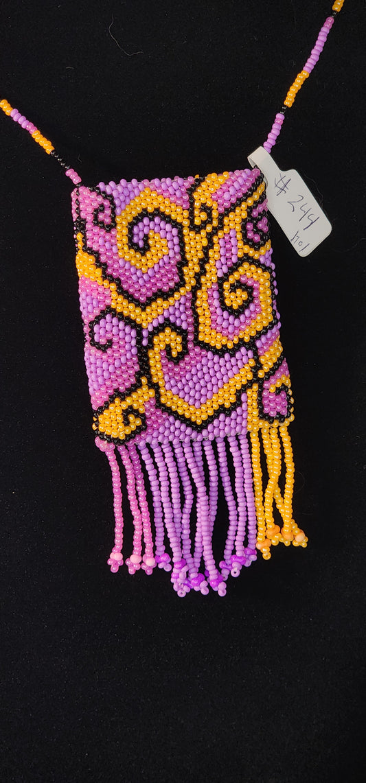 Handmade Beaded Pouch Necklaces – #244 - Splash Of Halloween