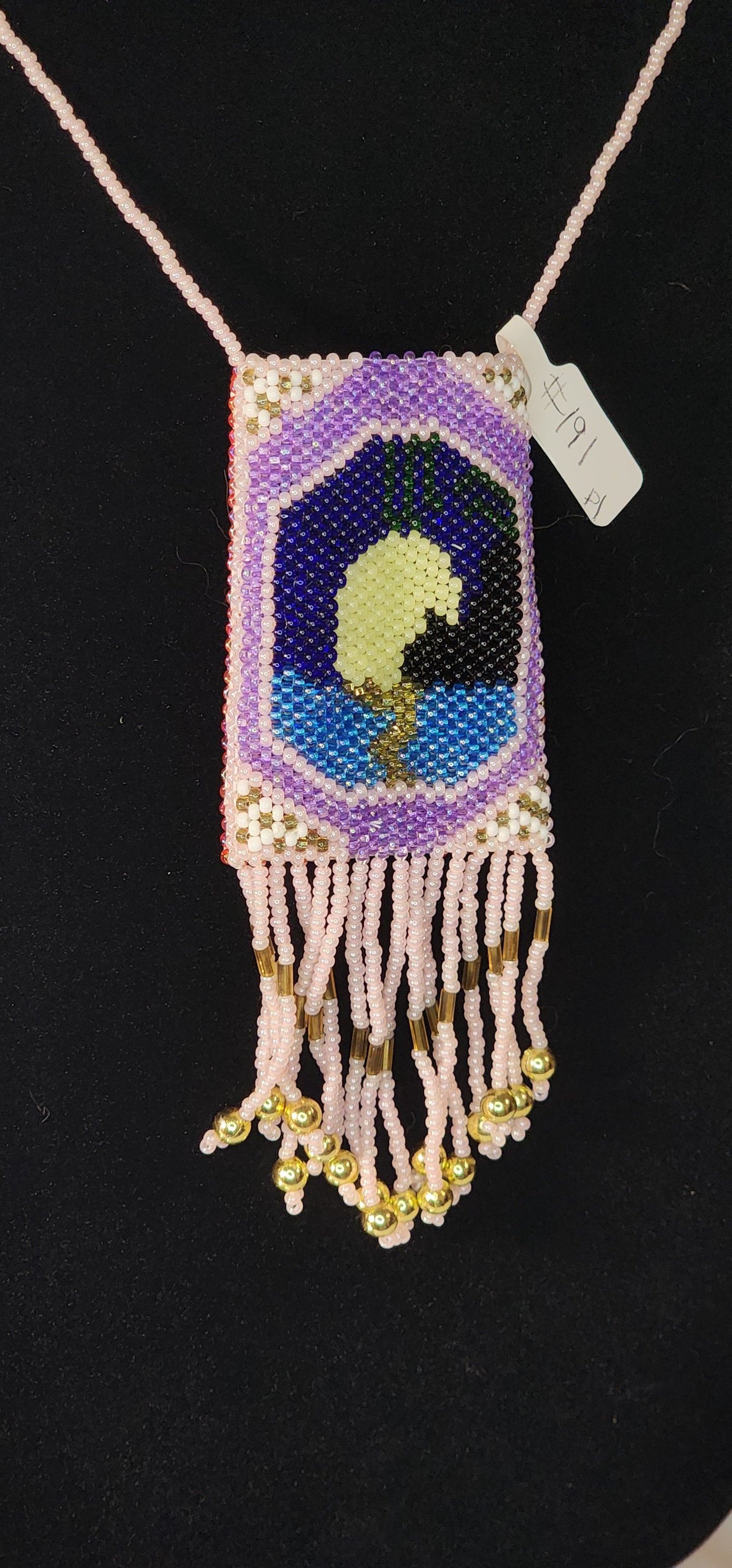 Handmade Beaded Pouch Necklaces – #191 - Midnight Dream