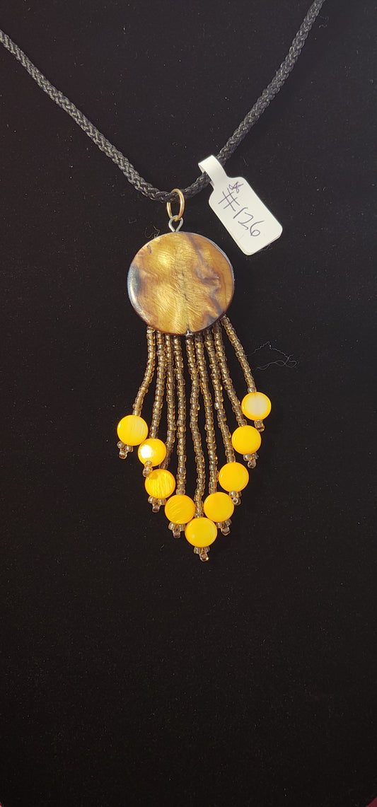 Handmade Beaded Necklace - #126 - Brown Shell