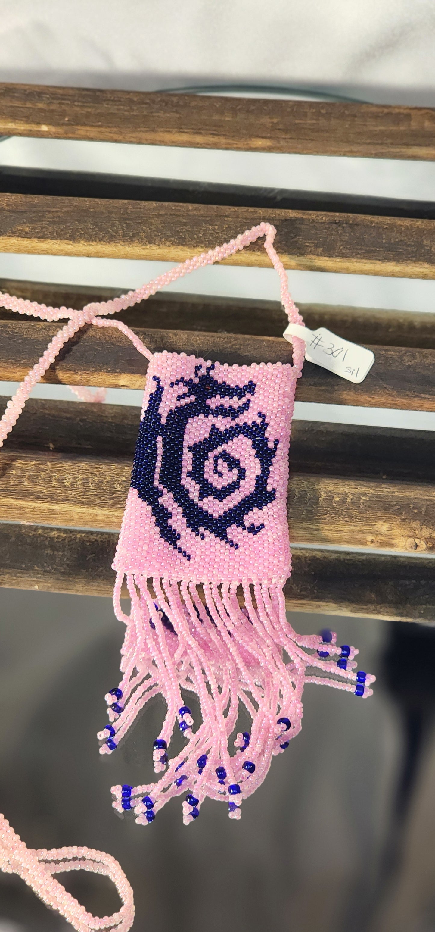 Handmade Beaded Pouch Necklaces – #301 - Dragon Medallion