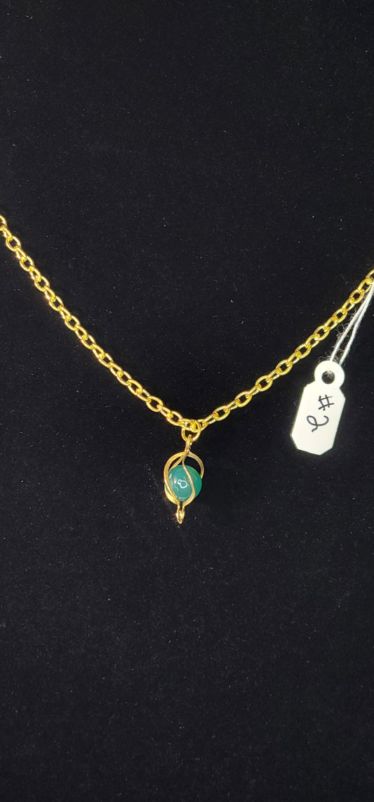 Glass Bead Necklace - #2 - Teal