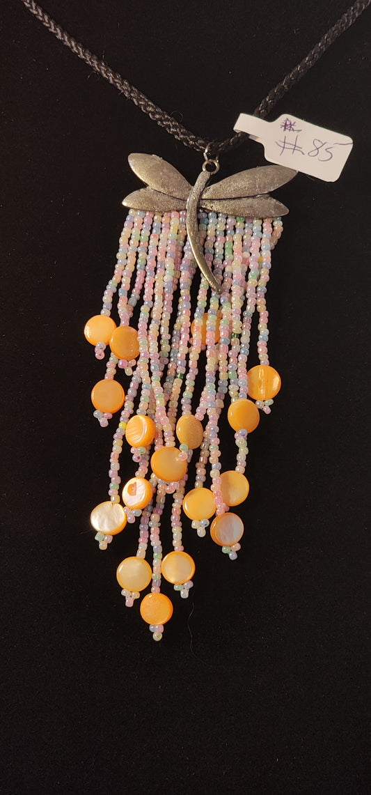 Handmade Beaded Necklace - #85 - Rainbow Dragonfly