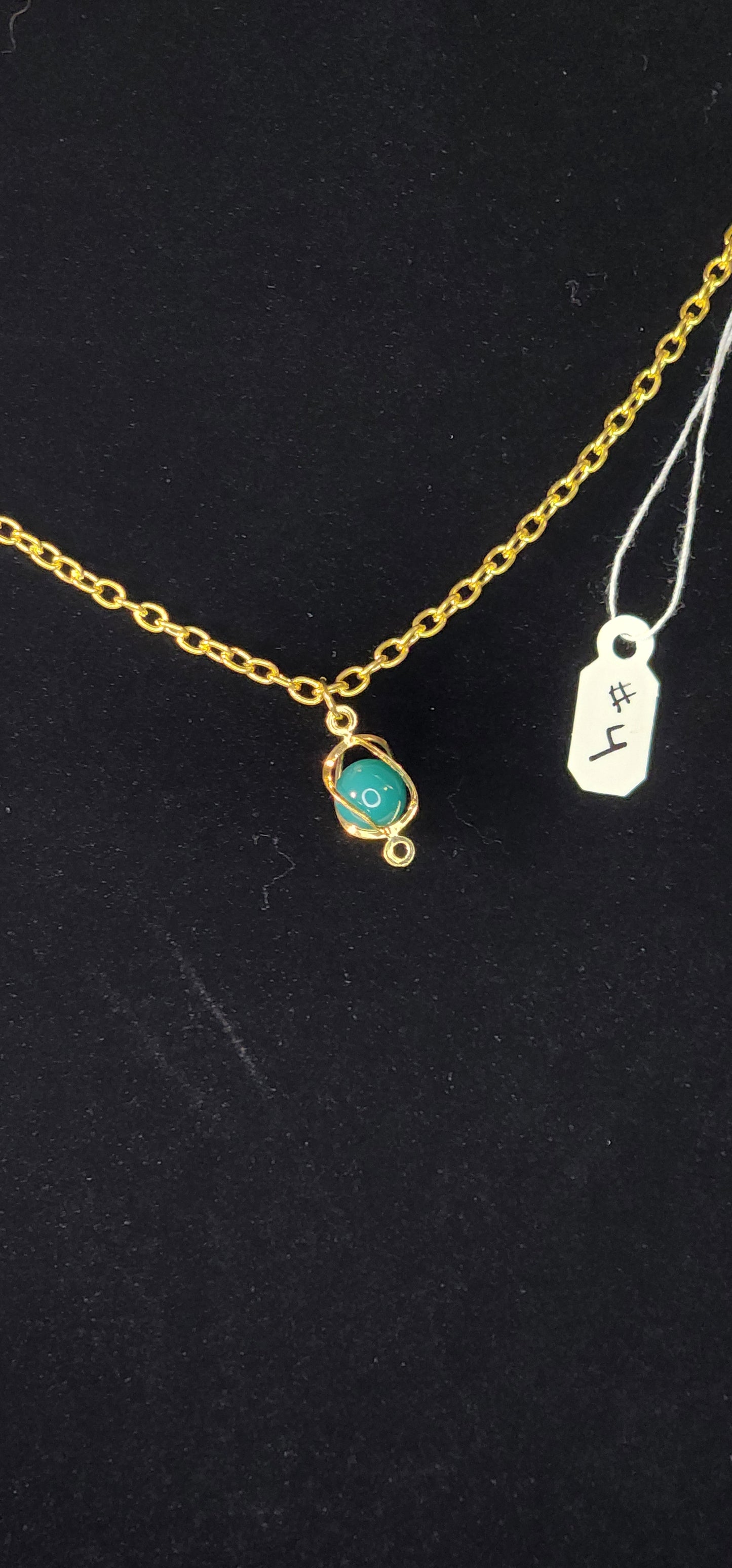 Glass Bead Necklace - #4 - Teal