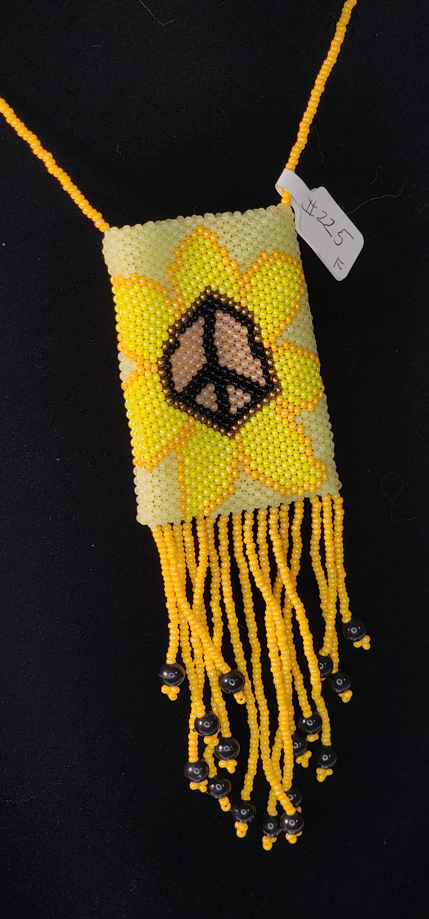 Handmade Beaded Pouch Necklaces – #225 - Peace Flower