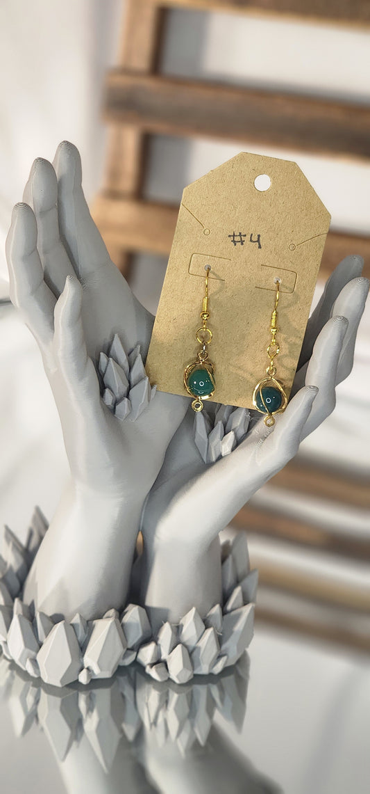 Glass Beaded Earrings - #4 - Green