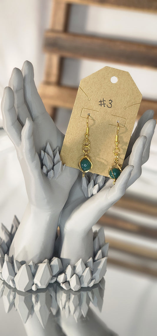 Glass Beaded Earrings - #3 - Green