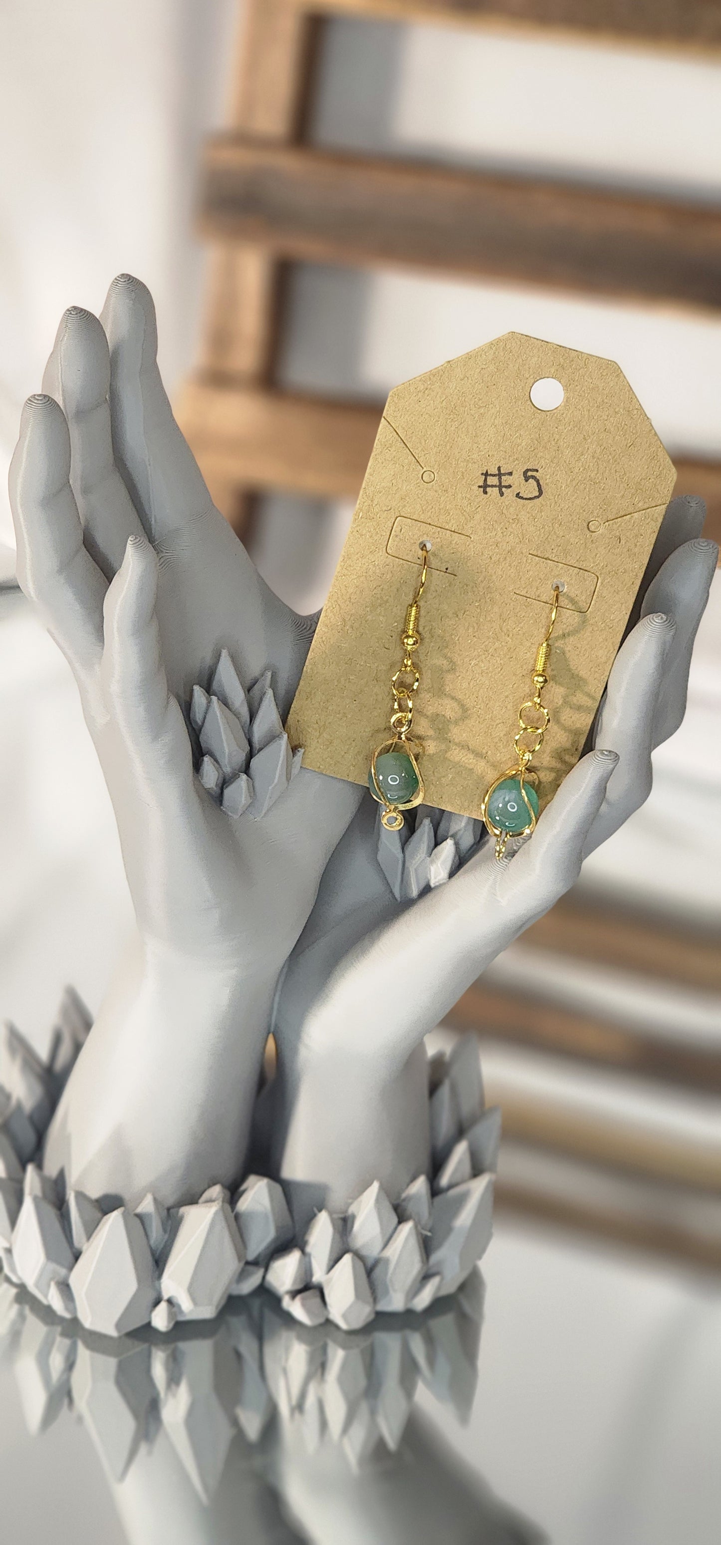 Glass Beaded Earrings - #5 - Sea Foam